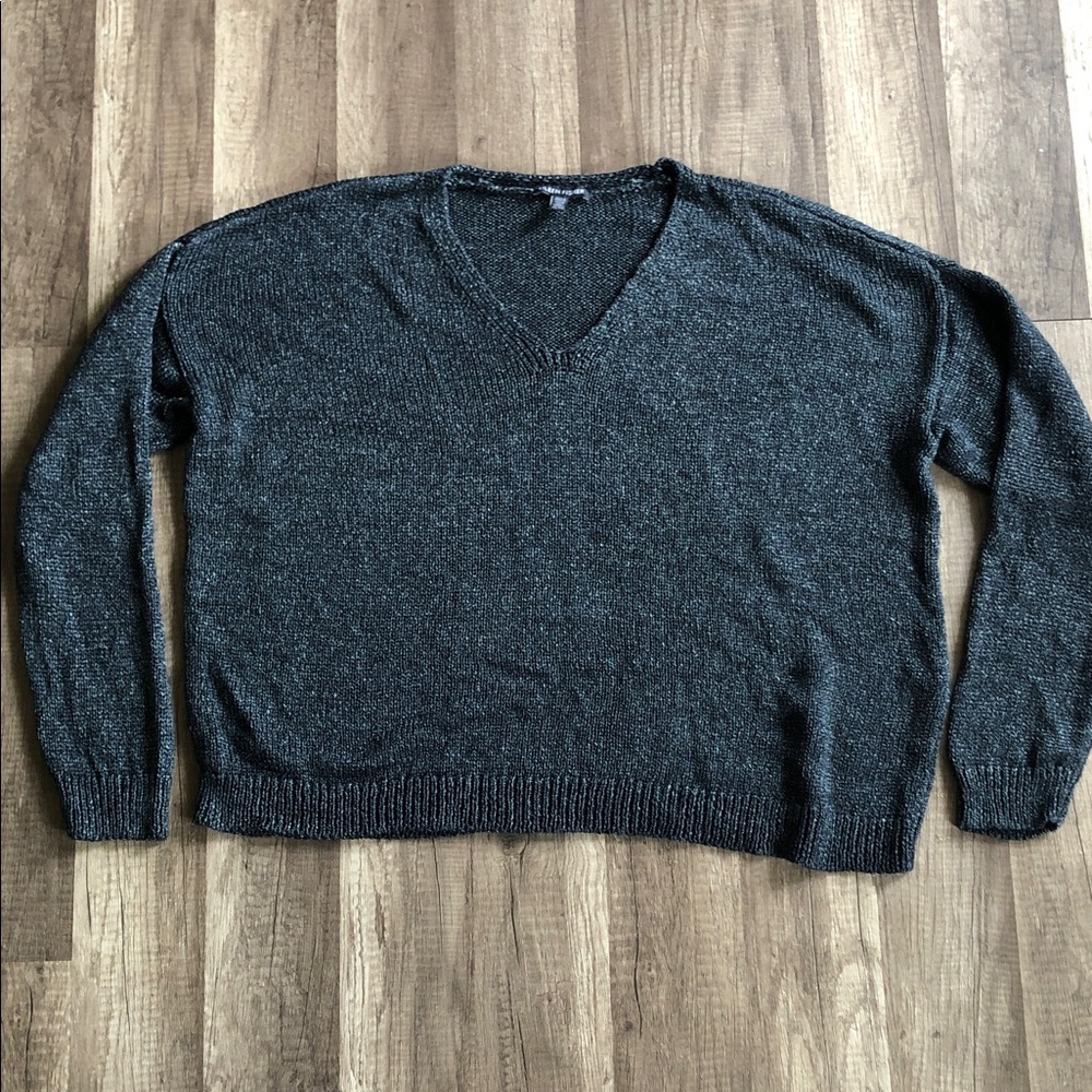 Eileen Fisher Open Knit Speckled V Neck Sweater XL